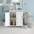thumbnail image 2 of Gymax Armoire de Rangement 2 Portes en Bois Blanc 2 Étagères Debout Libre, 2 of 10