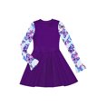 thumbnail image 3 of vastwit Girls One Piece Swimsuit Long Sleeve Floral Ruffles Swim Dress Rash Guard Swimwear Dark Purple 10, 3 of 5