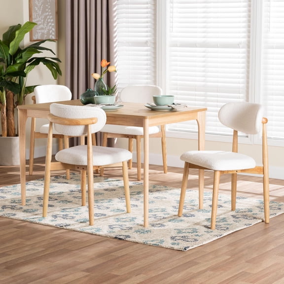 Baxton Studio Wattsu Japandi Dining Set, 5-Piece, White