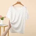 thumbnail image 2 of SROBPTY Womens Pajama Top Print Shorts Sleeve Crew Neck Shirts, 2 of 5