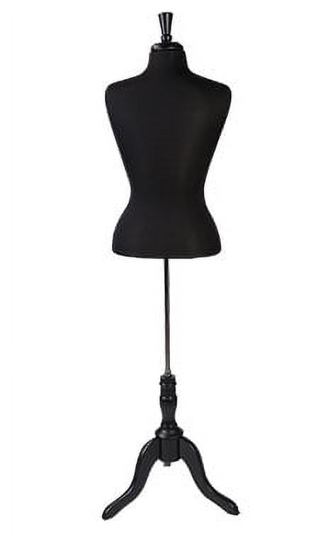 SSWBasics Female Black Jersey Dressmaker Shirt Form- Black Dress Form Sewing Mannequin for Dressmakers - Premium Boutique Retail Dress Form Mannequin with Adjustable Stand
