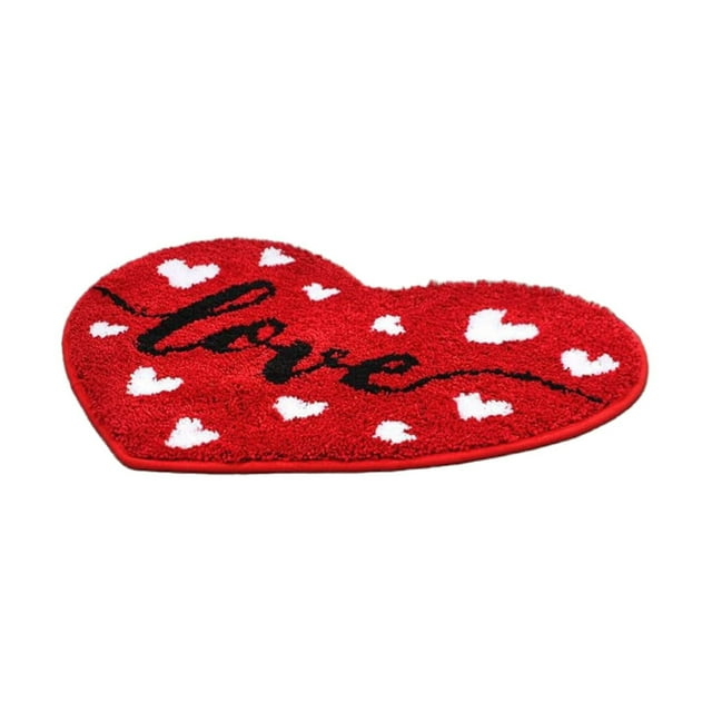 Valentine's Day Heart Shaped Carpet, Red Heart Shaped Rug, Washable Bathroom Rugs, Cute Area Rugs, Non Slip Bathroom Rugs, Valentine Gift 35x23 In (1Pcs)