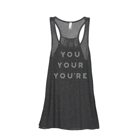Thread Tank You Your Youre Women's Sleeveless Flowy Racerback Tank Top Charcoal Small