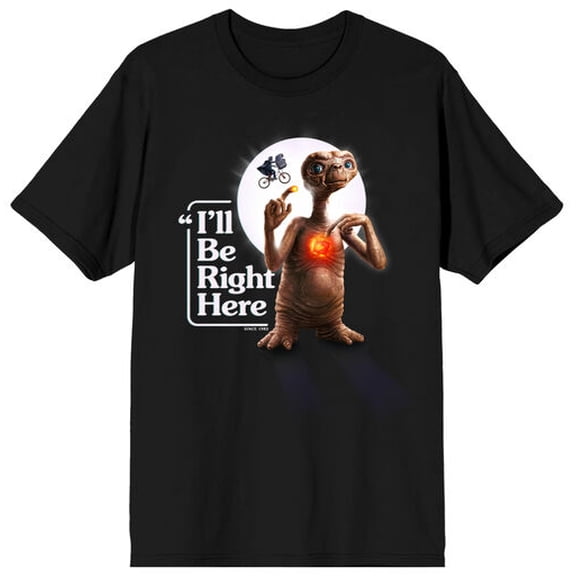 E.T. I'll Be Right Here Adult Black Crew Neck Short Sleeve T-shirt-4XLB