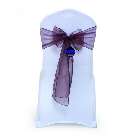 

mds Pack of 125 Organza Chair Sash Bow Sashes for Wedding Decoration -Plum
