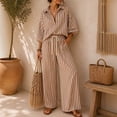thumbnail image 2 of Women's Two Piece Lounge Outfits, Half Sleeve Shirts, Elastic Waist Long Pants, Cozy Two Piece Set, 2 of 5