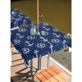 thumbnail image 3 of Square Outdoor Tablecloth with Umbrella Hole Navy Blue Anchor Nautical Outside Table Cloth Waterproof Patio Table Cover Coastal Summer Ocean Sea Zipper Tablecloths for Picnic Party Camping 60x60 Inch, 3 of 8