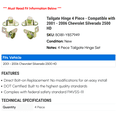 thumbnail image 2 of Tailgate Hinge 4 Piece - Compatible with 2001 - 2006 GMC Sierra 2500 HD 2002 2003 2004 2005, 2 of 2