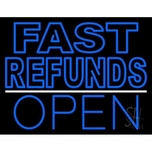 Fast Refunds Open LED Neon Sign 15 x 19 - inches, Clear Edge Cut Acrylic Backing, with Dimmer - Bright and Premium built indoor LED Neon Sign for Bar decor.