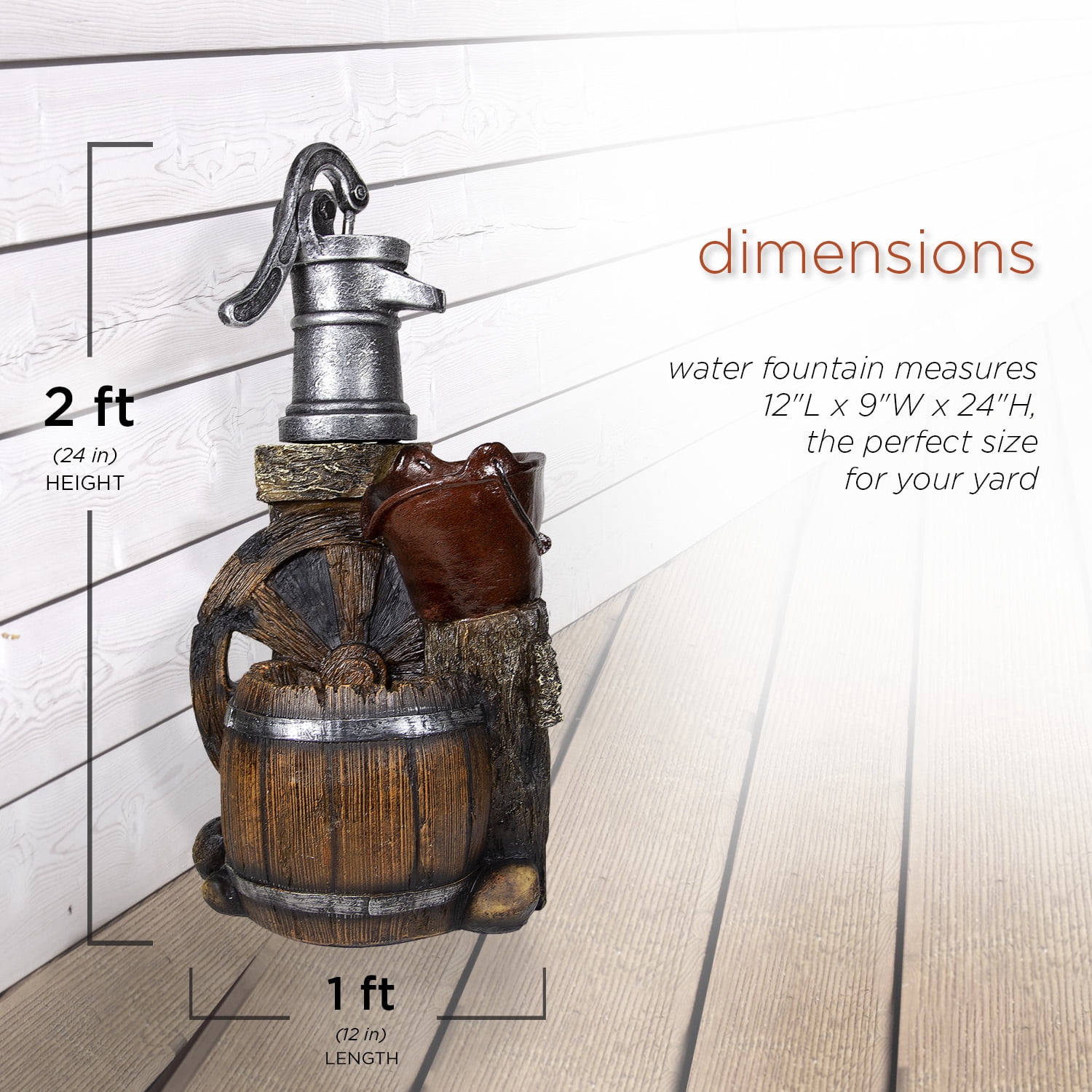 Alpine Corporation 24" Outdoor 3-Tier Old-Fashioned Pump Fountain
