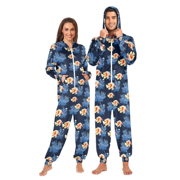 joogoo Fish Corals Unisex Adults Onesies Pajamas Jumpsuits L