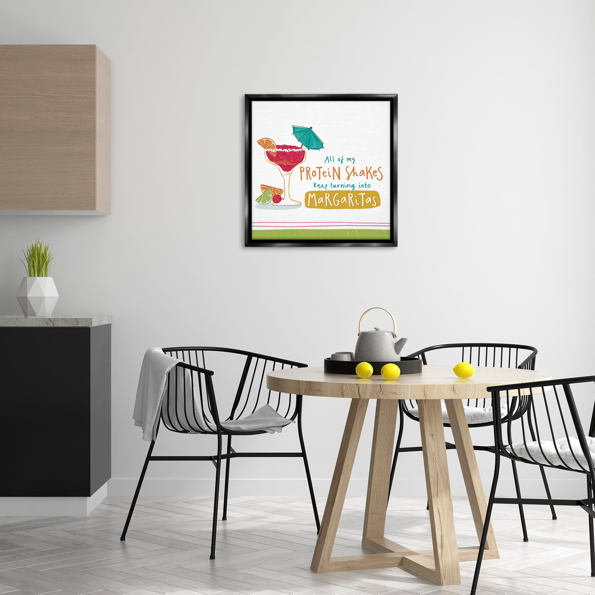 Stupell Industries Funny Margarita Phrase Food & Beverage Painting Black Floater Framed Canvas Art Print Wall Art, 25 x 25