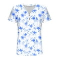 thumbnail image 7 of Sakmal Womens Plus Size Tops Elbow-Length Blue Button Floral V-Neck T-Shirts Womens Shirts, 7 of 7