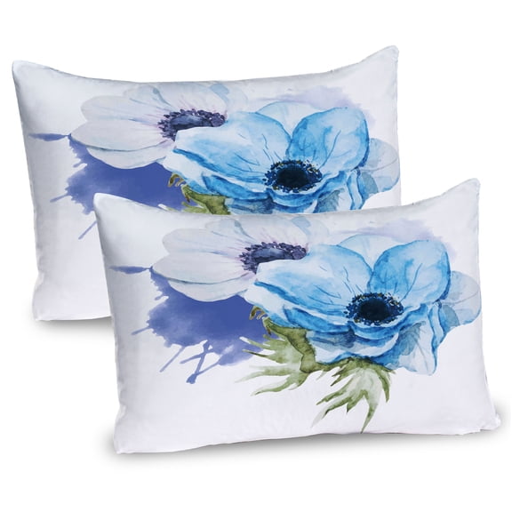 Ambesonne Anemone Flower Pillow Sham 2 Pack, Rustic Blossoms, 36"x20", Lavender Pale Blue Green