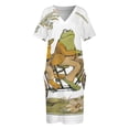 thumbnail image 4 of Vestido holgado de verano con estampado de rana y Sapo para mujer traje holgado con bolsillos diseño de lujo para fiesta, 4 of 7
