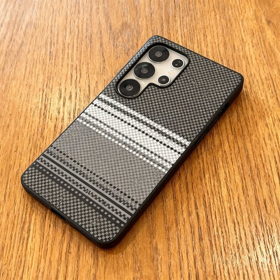 For Samsung Galaxy S26 Phone Case,Compatible With Wireless Charging,Gradient Fiber Pattern Back Design,PU Leather,TPU PC Hybrid Shockproof Anti-fall Drop Protection,Thin Phone Case,Black