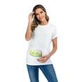 thumbnail image 5 of Hwmodou Women Pregnant T-shirts Womens Maternity Irregular Soild Color Tee Short Sleeve Crew Neck Basic T Shirt Top Dailywear Pregnancy Clothes For Woman, 5 of 7