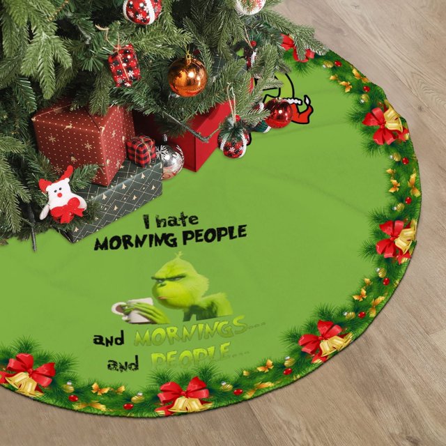 Grinch Christmas Decorations Grinch Decor the Grinch Christmas Tree Skirt, Red & Green Merry Christmas Tree Skirt Collar, Soft Xmas Holiday Decoration