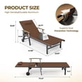 thumbnail image 5 of Harbweb Outdoor Chaise Lounge Chair Set of 2, 5-Position Adjustable Sun Tanning Chair with Pillow, Aluminum Patio Lounge Chair with Wheels & Armrests for Garden, Beach, Patio, Pool, Brown, 5 of 8