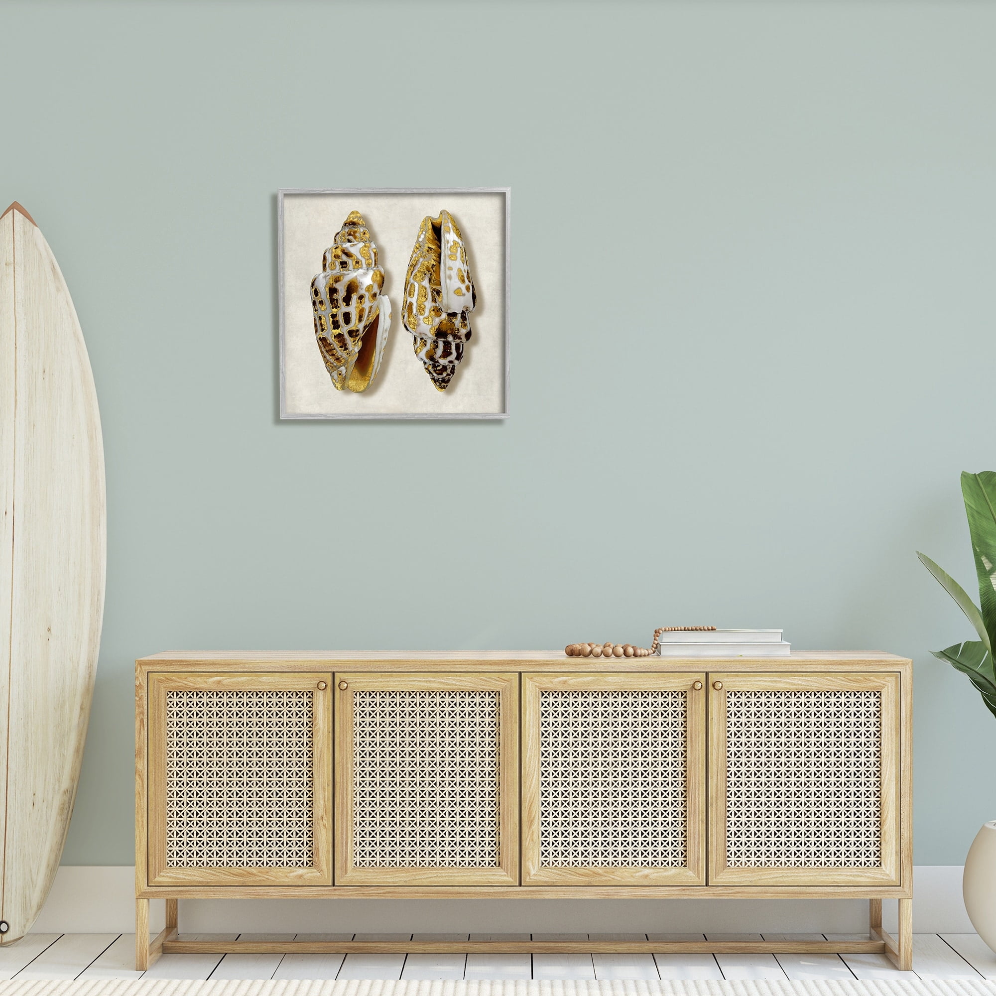 Stupell Industries Speckled Conch Seashell Neutral Tone Sea Life, 24 x 24,Design by Caroline Kelly