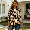 thumbnail image 3 of Women's Halloween Vintage Ghost Print Crewneck Sweatshirts | Lightweight 3/4 Sleeve Fall Pullover Casual Autumn Tops Halloween Costumes for Women Style05# XL, 3 of 5