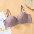 thumbnail image 1 of 1/2 cup thin lace bra women's adjustable upper support gathered underwear, 1 of 6