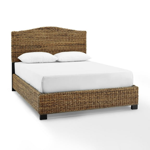 Crosley Furniture Serena Wood Queen Banana Leaf Panel Bed in Natural