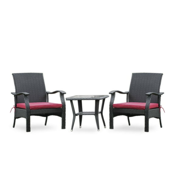 East West Furniture Wicker Patio Set Black, DTL3C01B