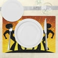 thumbnail image 3 of Ambesonne 70s Party Place Mats Set of 4, Dancing Afro People, Standard Size, Orange Yellow Black, 3 of 6