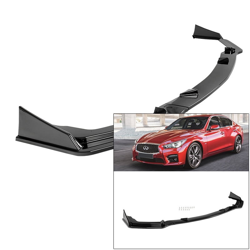 S SIZVER Painted Black Front Bumper Body Kit Spoiler Lip 3PCS Compatible with 2014-2017 Q50