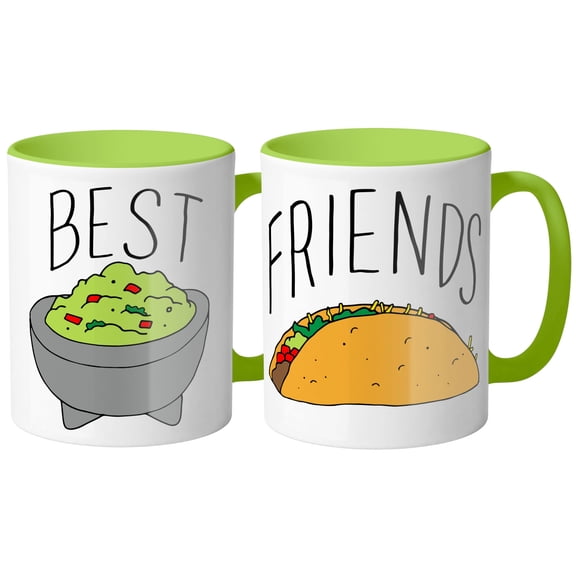 Guac and Tacos Best friends Coffee Mug 11oz Duo Set Green