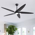 thumbnail image 2 of LEDET 64 in. 5-Solid Wood Blades Indoor Ceiling Fan with Light Kit and Remote, Black Finish, 2 of 8