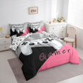 thumbnail image 3 of Manfei Gamer Gaming Lover Bedding Comforter Set 7 Pieces for Boys, Cartoon Game Console Full Bedding Set, Black Pink Reversible Fitted Sheet Flat Sheet, Microfiber Bedroom Decor, 3 of 7