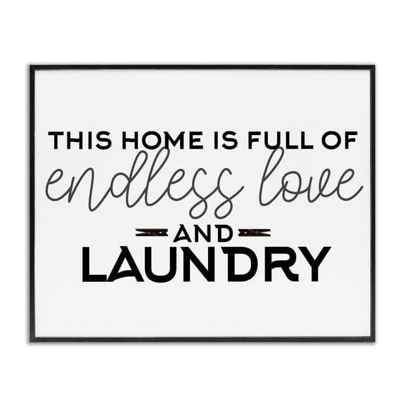 Endless Love & Laundry Minimal Black Framed Giclee Art, design by Kim Allen