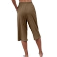 thumbnail image 3 of Dellytop Womens Casual Elastic Waist Solid Color 3/4 Summer Capri Pants, 3 of 5