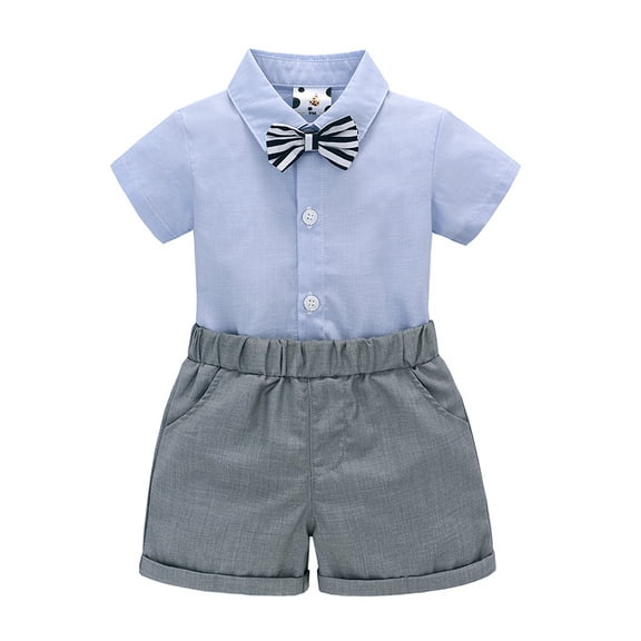 famuka Baby Boy Summer Suit Short Sleeve Button Down Shirt Shorts Outfit Wedding Clothes