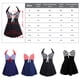 thumbnail image 3 of Qarigey Vestido de baño sin espalda para mujer, estilo informal de playa, traje de baño Chinlon para niñas, traje de baño lavable para Vestidos  azul raya blanca S, 3 of 6
