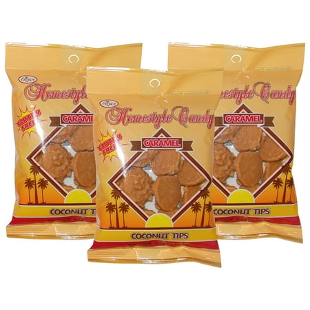 (3 Pack) Crown Homestyle Candy Caramel Coconut Tips Gluten Free, 5 oz