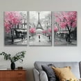 thumbnail image 3 of 2D Flat 3pcs, Decorative painting--frameless, Eiffel Tower Street Scene with Pink Blossoms and Umbrellas Wall Art Print. Posters and printed materials, Holiday Gifts, Mother'S Day, Home Decor, Birth, 3 of 4