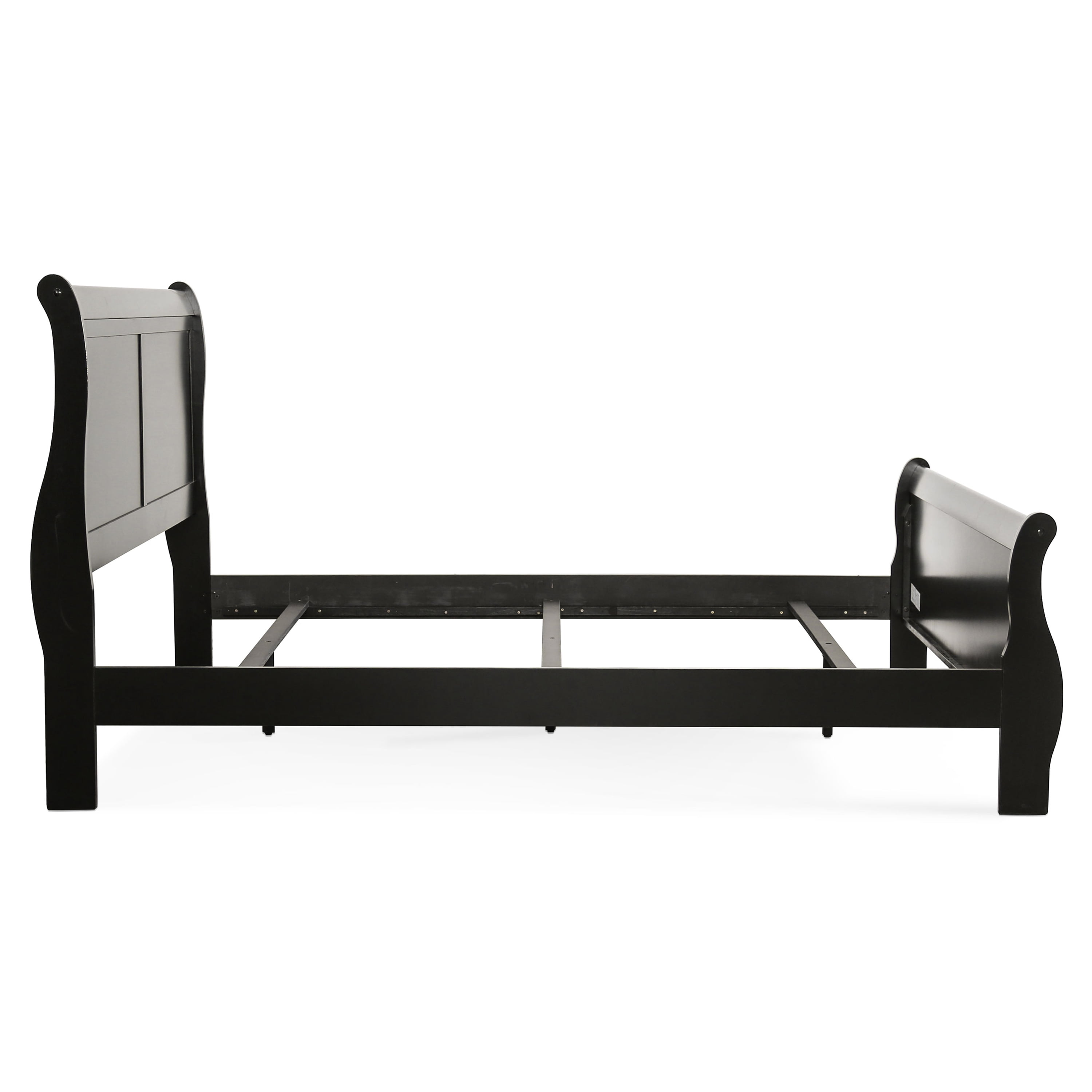 Furniture of America Vrai Adult Queen Sleigh Headboard Wood Bed, Black
