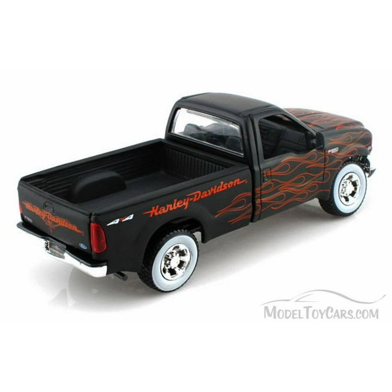 1999/2002 Ford F-350 Super Duty Pickup Harley-Davidson / FXSTB Night Train  Motorcycle, Black w/ Flames - Maisto HD 32181 - 1/27 scale /1/24 Scale 