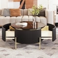 thumbnail image 3 of Table Basse Ronde Moderne avec 2 Grands Tiroirs, Table d'Appoint de Rangement (31,5 Pieds'), 3 of 16