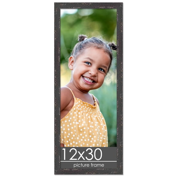 12x30 Farmhouse Black Wood Panoramic Frame - UV Acrylic, Foam Board Backing & Hanging Hardware 16"x40"