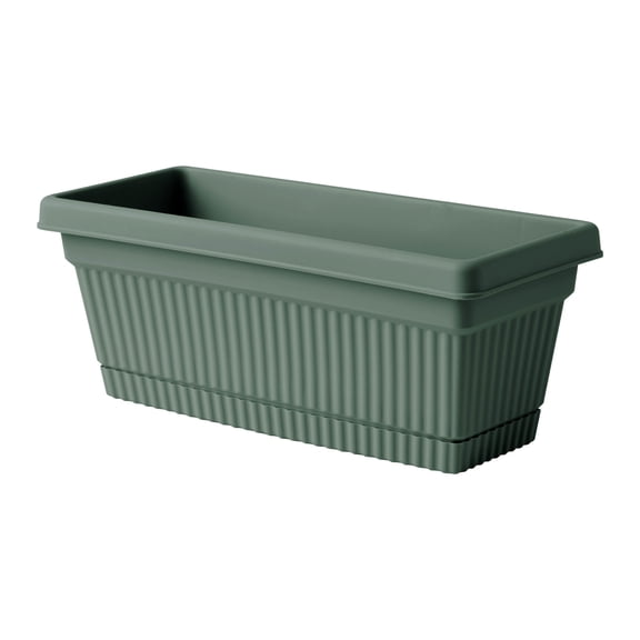 Bloem Amelia 18" Plastic Window Box Planter - Indoor/Outdoor, Fluted Texture, for Windowsills, Garden & Patio, Basil