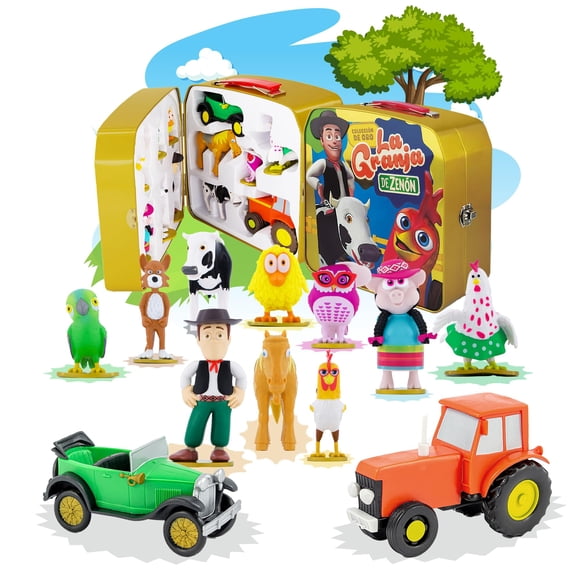 Set de juguetes LUPPA La Granja de Zenón 12 figuras lata dorada