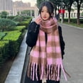 thumbnail image 6 of Harmtty Women Scarf Plaid Print Thickened Warm Long Shawl with Tassel Trim Versatile Winter Blanket Wrap Daily Wear, 6 of 8