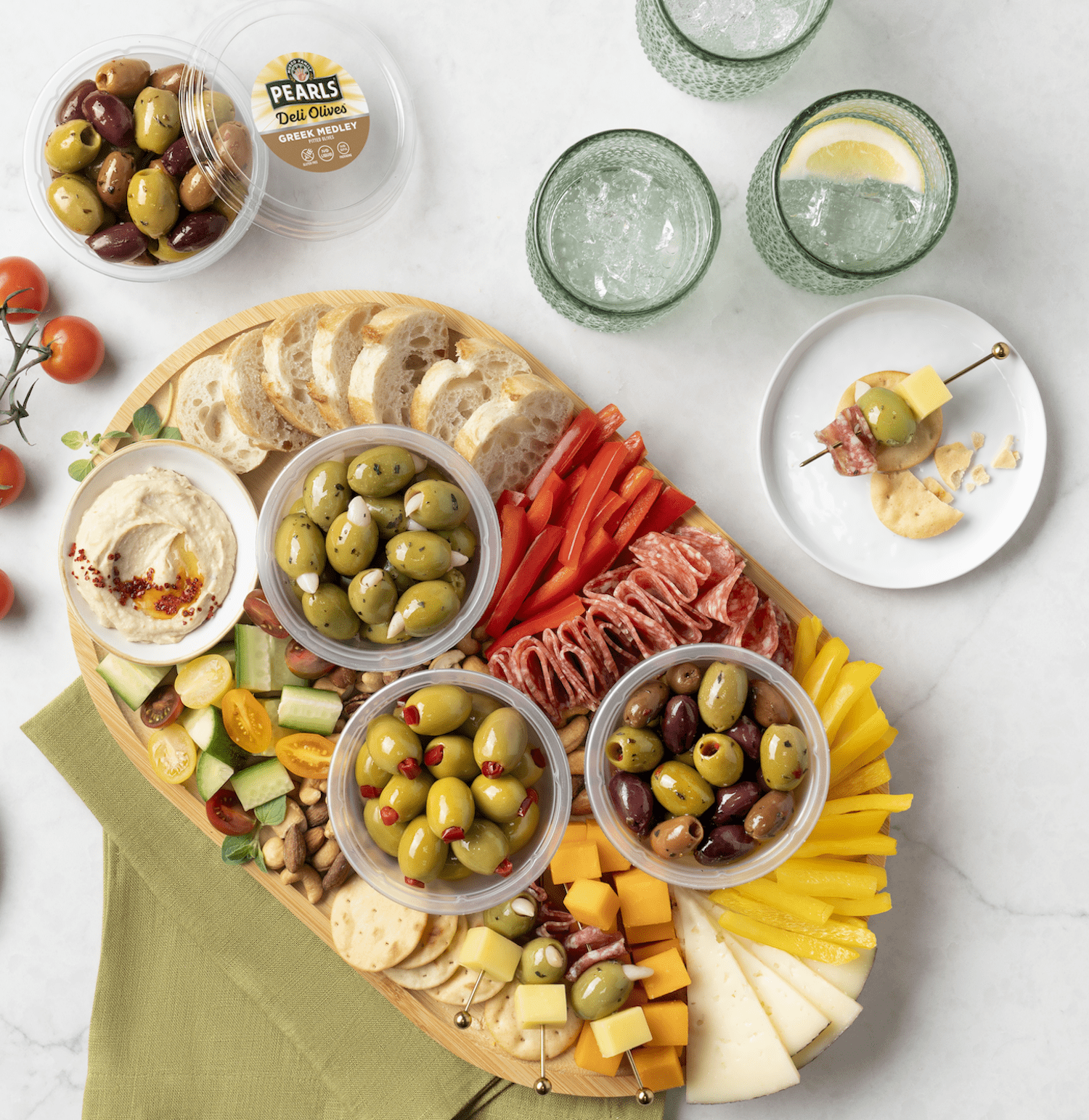 (2 pack) Pearls Deli Olives Greek Medley Pitted Olives 4oz Tub. Major Allergens Not Contained