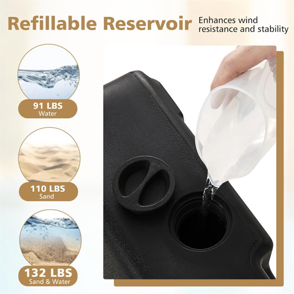 GVN Patio Umbrella Base,Outdoor Umbrella Stand,Mobile Patio Umbrella Base Water Sand Fillable Market Table Umbrella Stand with 3 Wheels-Black