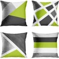 thumbnail image 1 of Set of 4 Throw Pillow Covers Modern Abstract Stripe Simple Geometric Acrylic Bold Decorative Pillow Cases Home Decor Square 18x18 Inches Pillowcases(Grey Green), 1 of 5