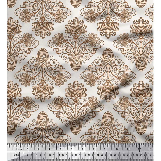 Soimoi Poly Georgette Fabric Swirls & Paisley Decor Fabric Printed Yard 52 Inch Wide